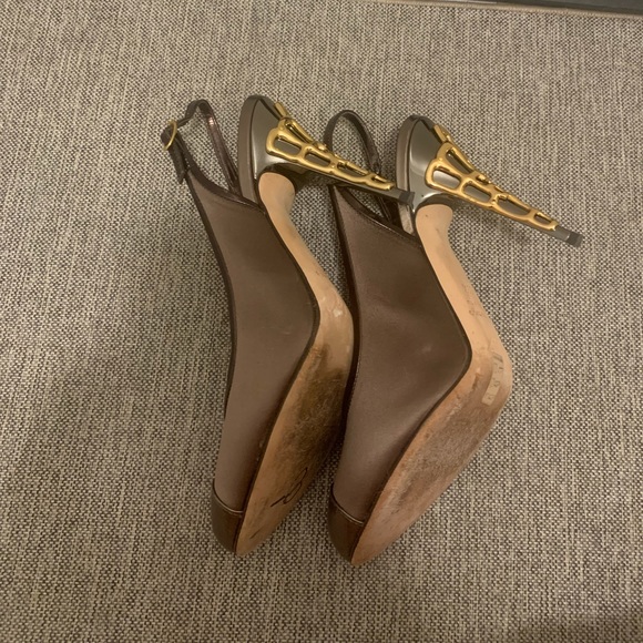 Giuseppe Zanotti Viv 100 Ritter Silk Caged Geometrical Gold Heels Size 39/5 - Picture 11 of 15